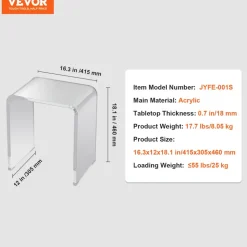 VEVOR Acrylic End Table, C-Shaped Lucite Side Table, Clear Acrylic Side Table for Drink, Food, Snack used in Living Room, Bedroom, and Study