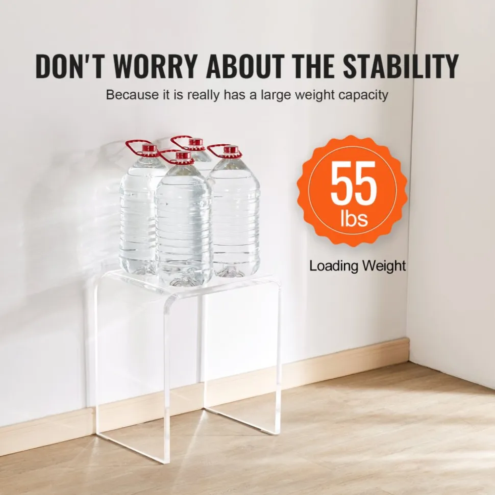 VEVOR Acrylic End Table, C-Shaped Lucite Side Table, Clear Acrylic Side Table for Drink, Food, Snack used in Living Room, Bedroom, and Study
