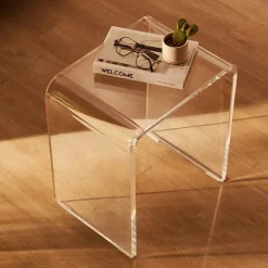 VEVOR Acrylic End Table, C-Shaped Lucite Side Table, Clear Acrylic Side Table for Drink, Food, Snack used in Living Room, Bedroom, and Study
