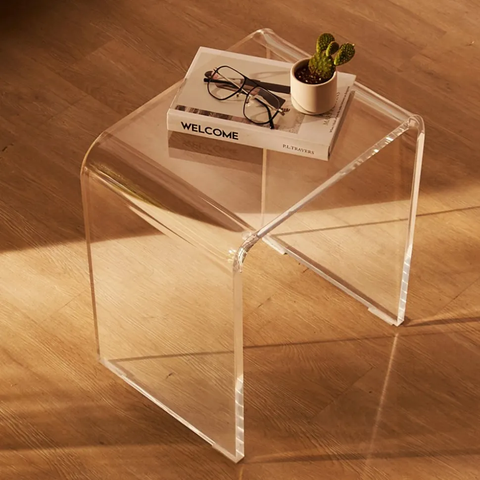 VEVOR Acrylic End Table, C-Shaped Lucite Side Table, Clear Acrylic Side Table for Drink, Food, Snack used in Living Room, Bedroom, and Study