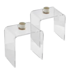 VEVOR Acrylic End Table, 2 pcs C-Shaped Lucite Side Tables, Clear Acrylic Side Table for Drink, Food, Snack used in Living Room, Bedroom, and Study