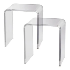 VEVOR Acrylic End Table, 2 pcs C-Shaped Lucite Side Tables, Clear Acrylic Side Table for Drink, Food, Snack used in Living Room, Bedroom, and Study