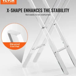 VEVOR Acrylic Folding Tray Table, Acrylic End Table with Folding X Leg, Clear Acrylic Side Table for Coffee, Drink, Food, Snack used in Living Room, Bedroom, and Study