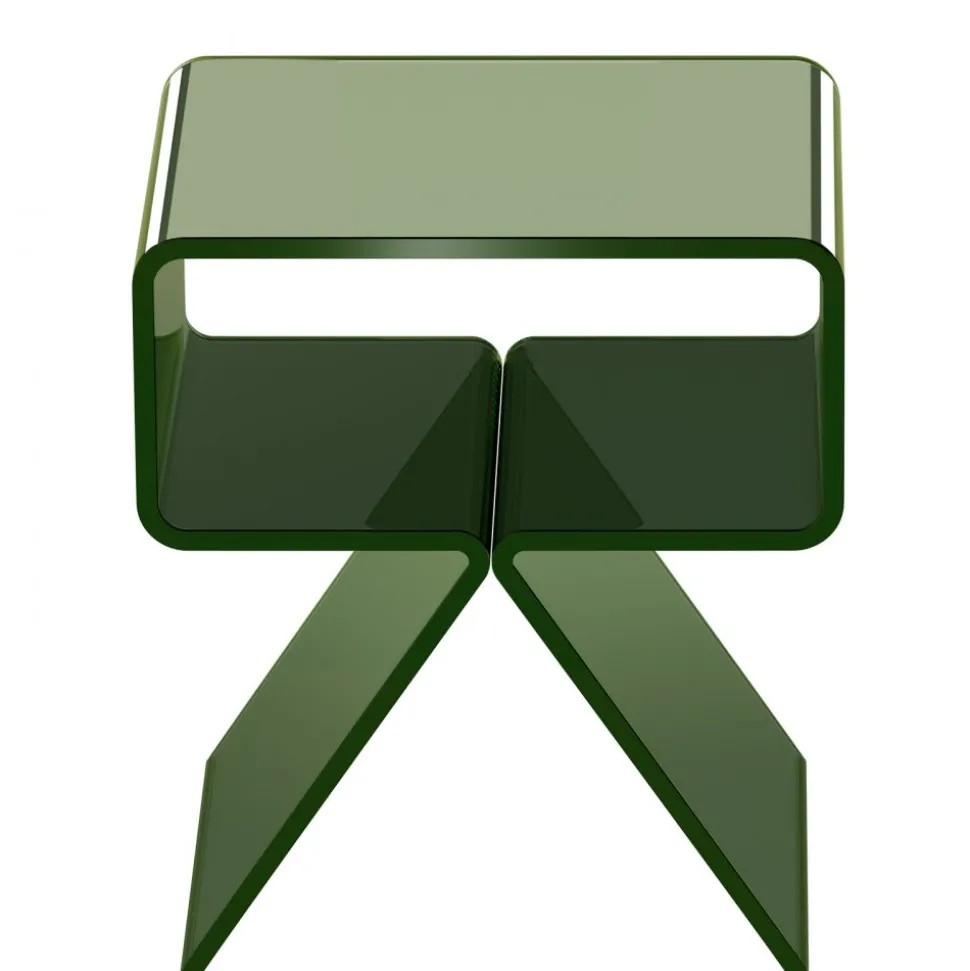 VEVOR Acrylic Nightstand Side Table, Modern Clear Bedside Table with Storage Shelf, Transparent Small End Desk for Living Room, Bedroom, Home Decor, No Assembly Needed, 11.8 x 15.4 x 17 in (Green)