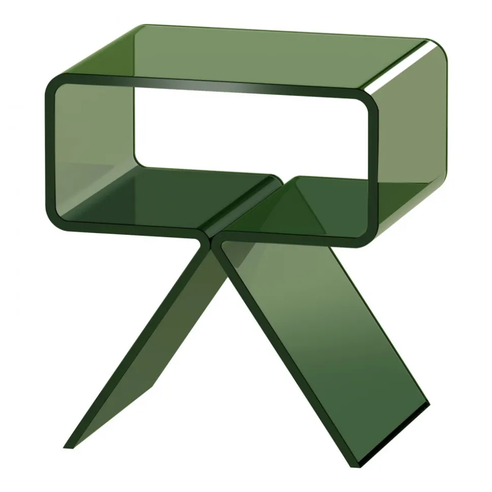 VEVOR Acrylic Nightstand Side Table, Modern Clear Bedside Table with Storage Shelf, Transparent Small End Desk for Living Room, Bedroom, Home Decor, No Assembly Needed, 11.8 x 15.4 x 17 in (Green)