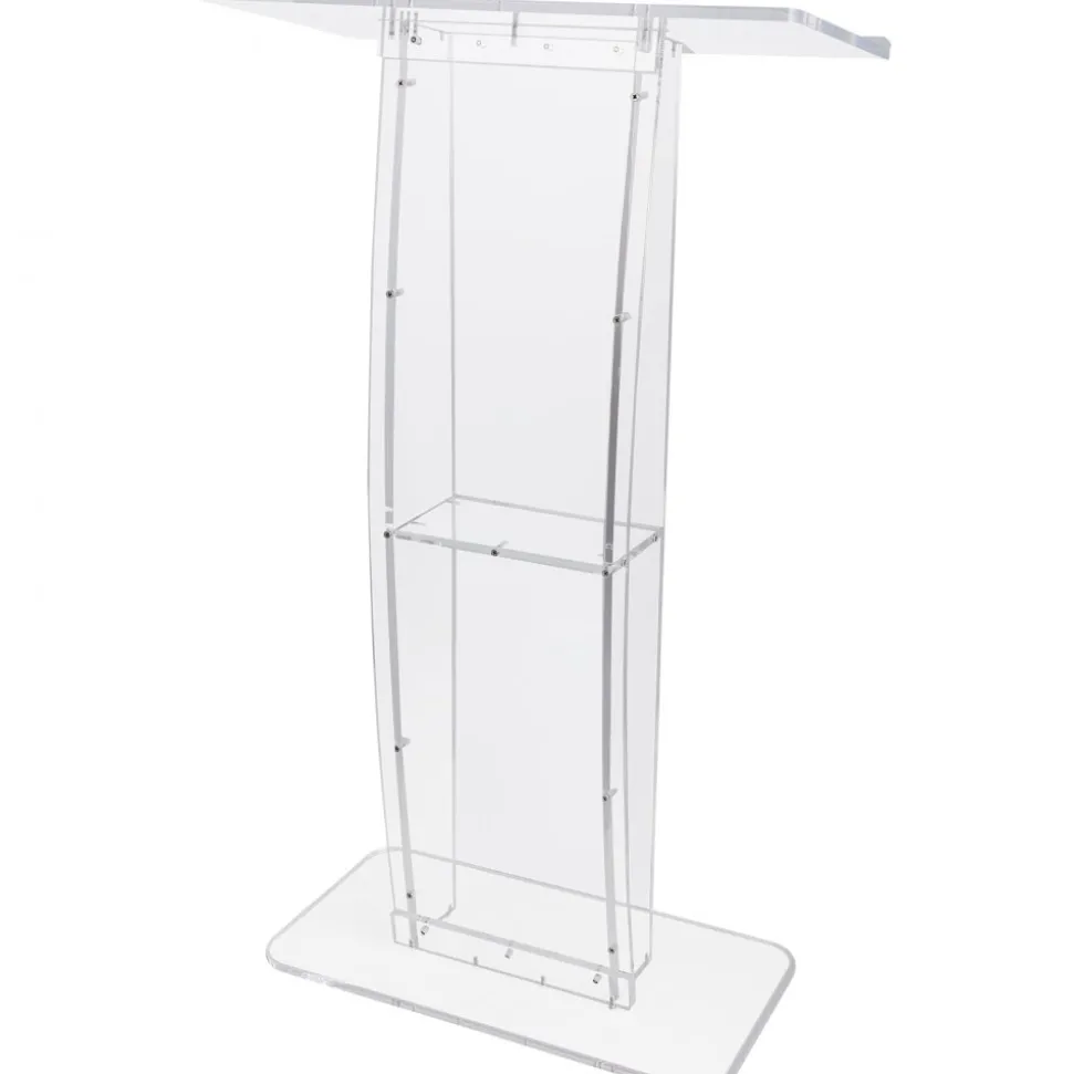 VEVOR Acrylic Podium, 47" Clear Acrylic Podium Stand with Wide Reading Surface & Storage Shelf, Floor-standing Clear Pulpits Acrylic for Church Office School
