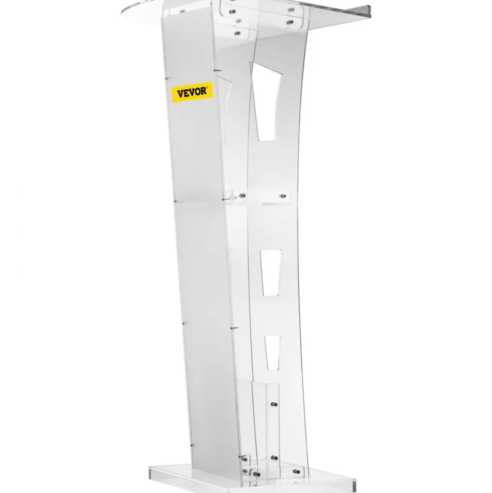 VEVOR Acrylic Podium 45" Tall Plexiglass Podium 26.8"x15" Table Acrylic Pulpits for Churches with 8 mm Thick Acrylic Board Acrylic Podiums and Lecterns Design for Lecture Recital Speech & Presentat