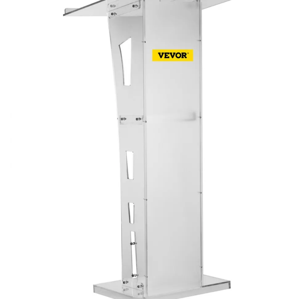 VEVOR Acrylic Podium 45" Tall Plexiglass Podium 26.8"x15" Table Acrylic Pulpits for Churches with 8 mm Thick Acrylic Board Acrylic Podiums and Lecterns Design for Lecture Recital Speech & Presentat