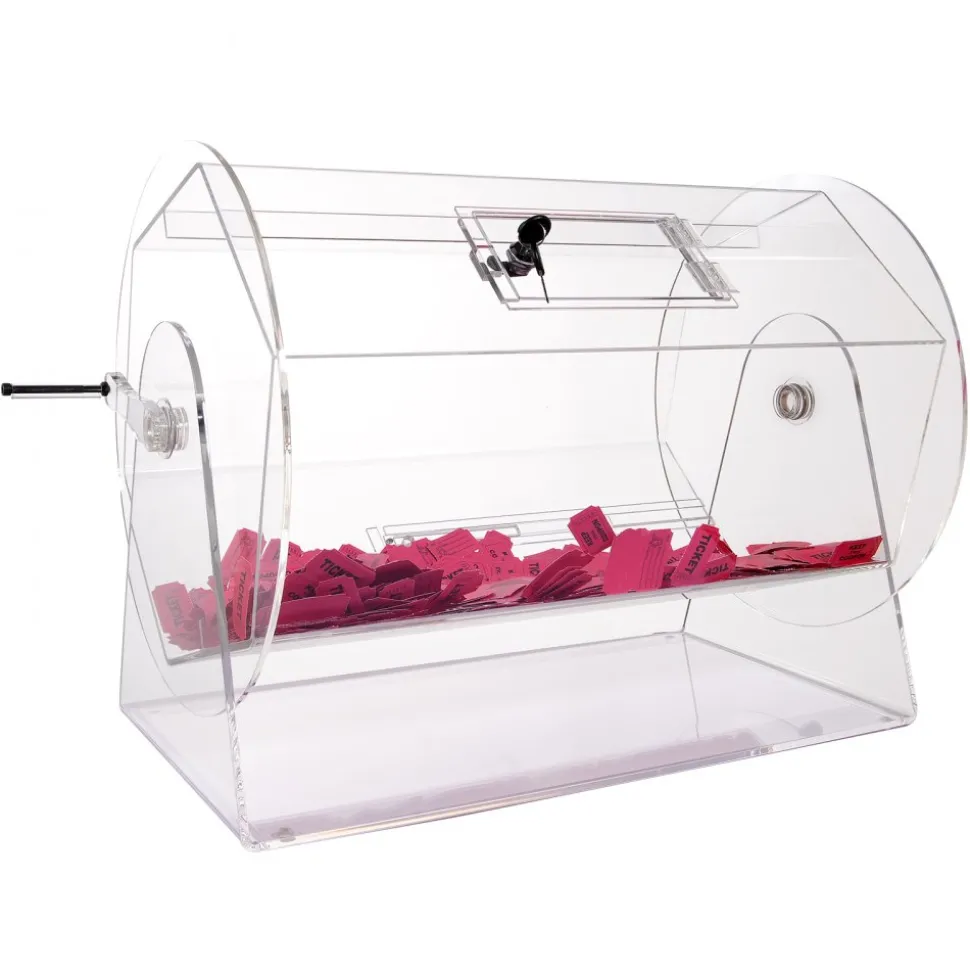 VEVOR Acrylic Raffle Drum,Professional Raffle Ticket Spinning Cage with 2 Keys, Transparent Lottery Spinning Drawing, Holds 10000 Tickets or 300 Raffle Balls, Raffle Ticket Box for Lottery Games Bing