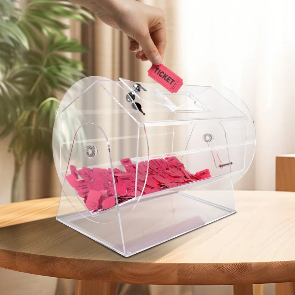 VEVOR Acrylic Raffle Drum,Professional Raffle Ticket Spinning Cage with 2 Keys, Transparent Lottery Spinning Drawing, Holds 10000 Tickets or 300 Raffle Balls, Raffle Ticket Box for Lottery Games Bing