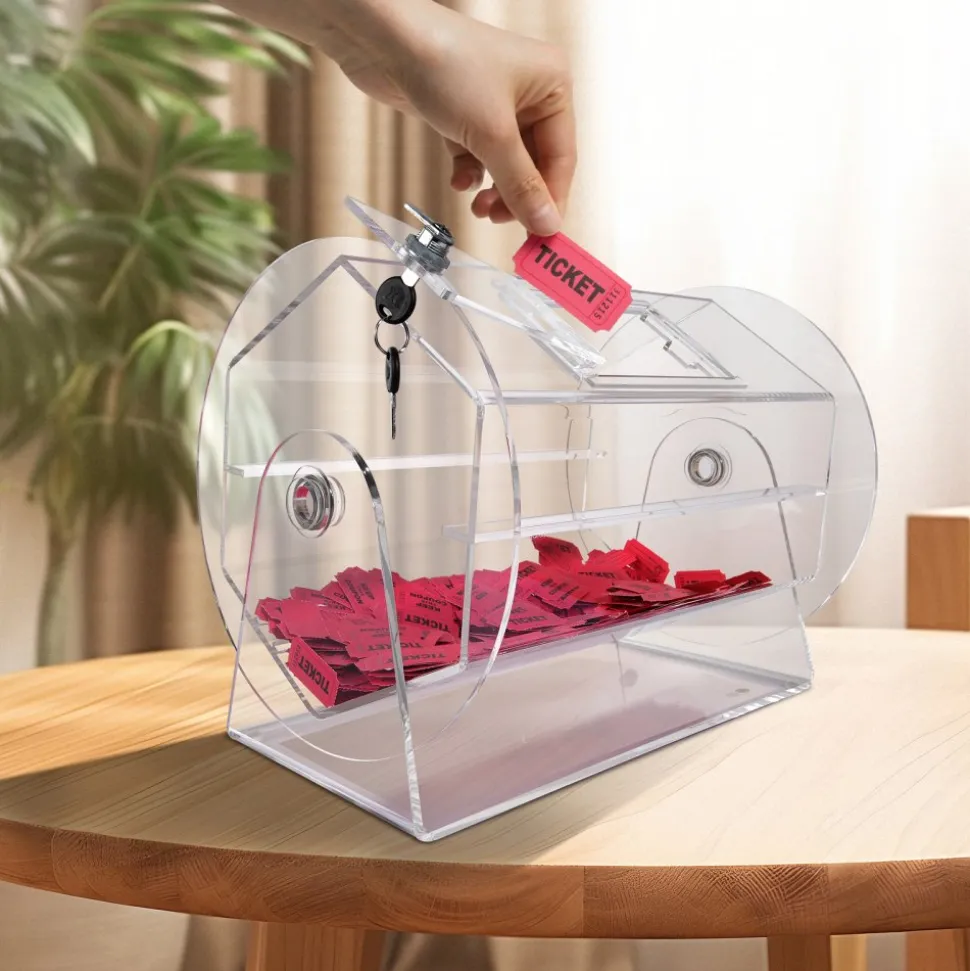 VEVOR Acrylic Raffle Drum,Professional Raffle Ticket Spinning Cage with 2 Keys, Transparent Lottery Spinning Drawing, Holds 5000 Tickets or 200 Raffle Balls, Raffle Ticket Box for Lottery Games Bingo