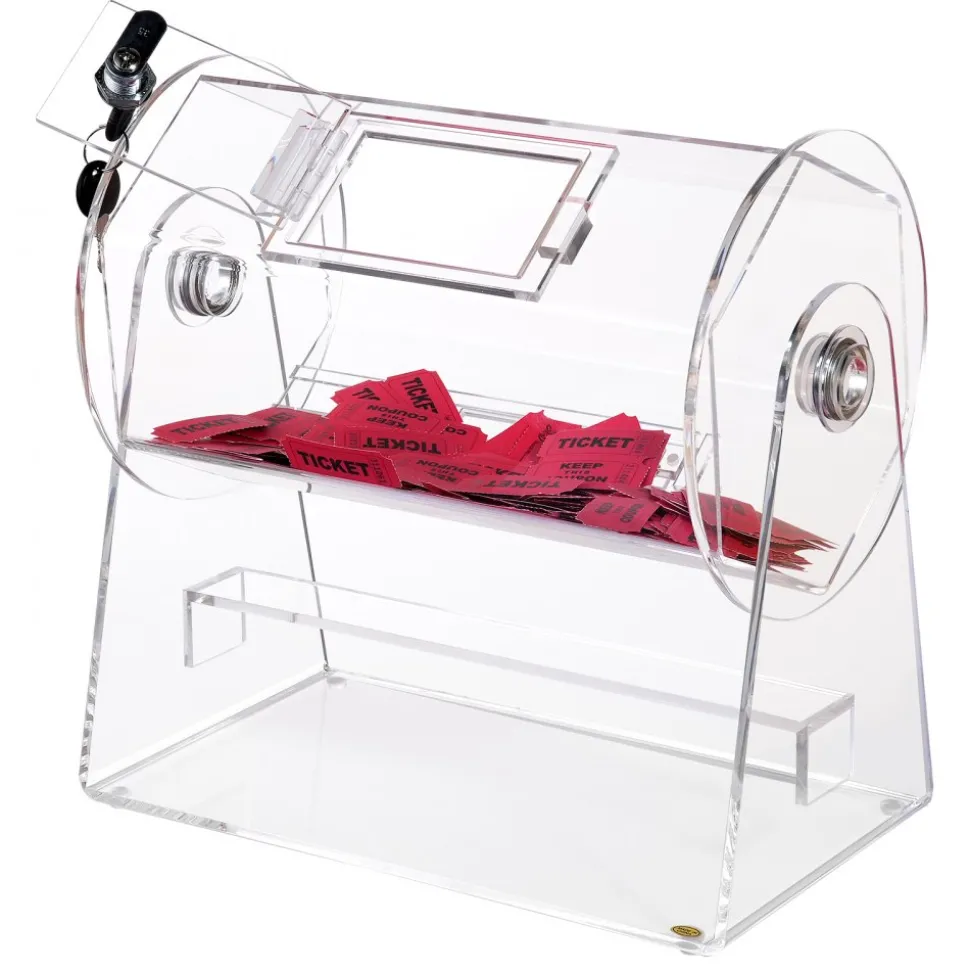 VEVOR Acrylic Raffle Drum, Professional Raffle Ticket Spinning Cage with 2 Keys, Transparent Lottery Spinning Drawing, Holds 2500 Tickets or 100 Raffle Balls,Raffle Ticket Box for Lottery Games Bingo