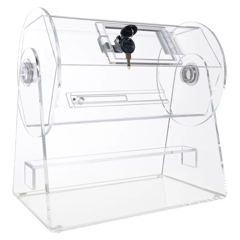 VEVOR Acrylic Raffle Drum, Professional Raffle Ticket Spinning Cage with 2 Keys, Transparent Lottery Spinning Drawing, Holds 2500 Tickets or 100 Raffle Balls,Raffle Ticket Box for Lottery Games Bingo