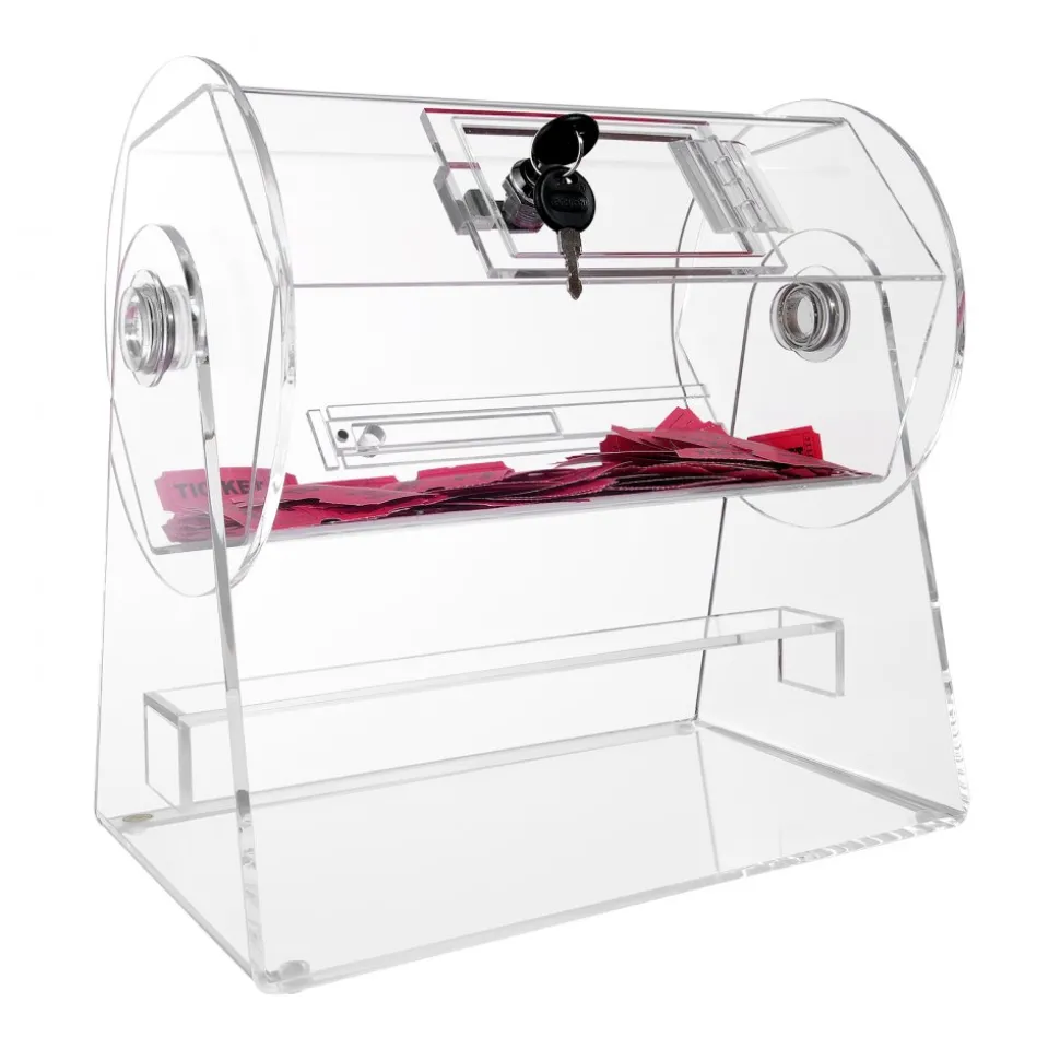 VEVOR Acrylic Raffle Drum, Professional Raffle Ticket Spinning Cage with 2 Keys, Transparent Lottery Spinning Drawing, Holds 2500 Tickets or 100 Raffle Balls,Raffle Ticket Box for Lottery Games Bingo