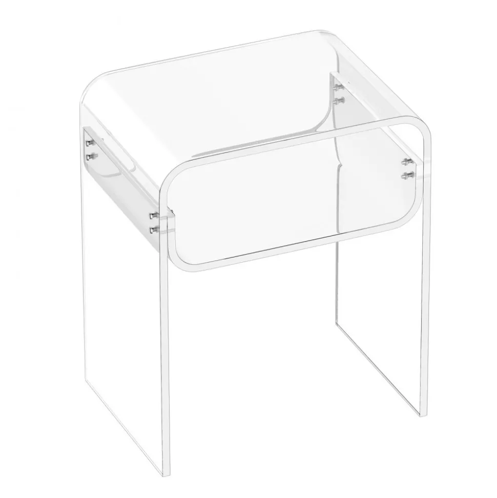 VEVOR Acrylic Side Table, 2 Tiers Clear Bedside Table with Storage Shelf, Modern Rectangle Acrylic End Desk, Transparent Thick Nightstand for Bedroom, Living Room, Study, 11.8 x 15.7 x 19.7 in (Clear)