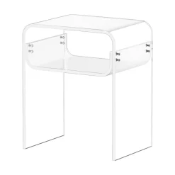 VEVOR Acrylic Side Table, 2 Tiers Clear Bedside Table with Storage Shelf, Modern Rectangle Acrylic End Desk, Transparent Thick Nightstand for Bedroom, Living Room, Study, 11.8 x 15.7 x 19.7 in (Clear)