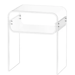VEVOR Acrylic Side Table, 2 Tiers Clear Bedside Table with Storage Shelf, Modern Rectangle Acrylic End Desk, Transparent Thick Nightstand for Bedroom, Living Room, Study, 11.8 x 15.7 x 19.7 in (Clear)
