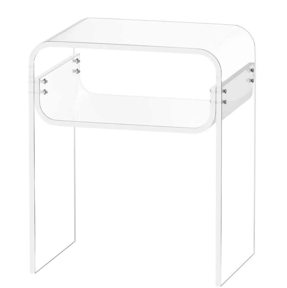 VEVOR Acrylic Side Table, 2 Tiers Clear Bedside Table with Storage Shelf, Modern Rectangle Acrylic End Desk, Transparent Thick Nightstand for Bedroom, Living Room, Study, 11.8 x 15.7 x 19.7 in (Clear)