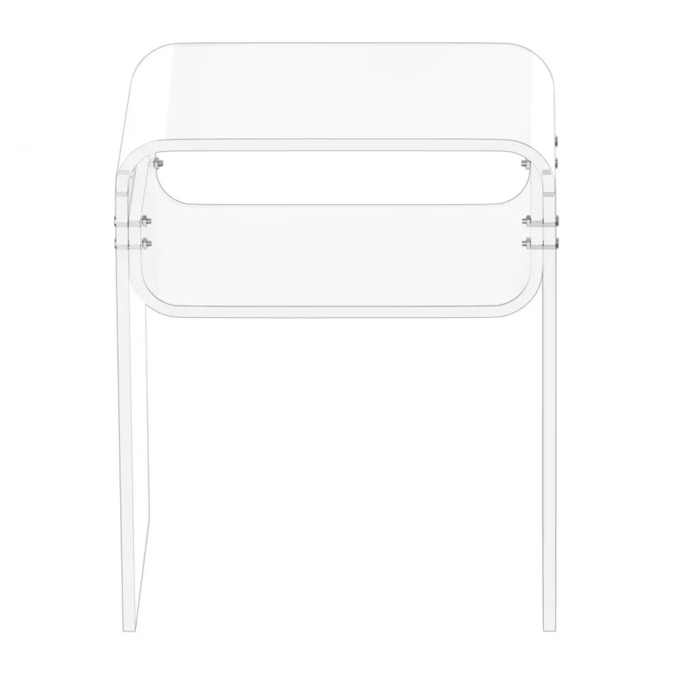 VEVOR Acrylic Side Table, 2 Tiers Clear Bedside Table with Storage Shelf, Modern Rectangle Acrylic End Desk, Transparent Thick Nightstand for Bedroom, Living Room, Study, 11.8 x 15.7 x 19.7 in (Clear)