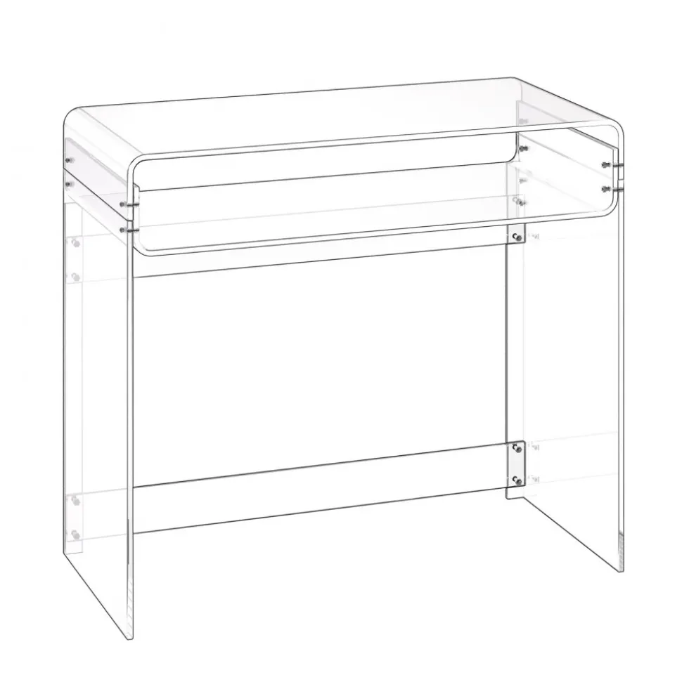 VEVOR Acrylic Table, 2 Tiers Clear Office Desk with Monitor Stand, Acrylic Study Computer Desk, Modern Side End Table Nightstand for Bedroom, Office, Study, Cloakroom, 19.7 x 31.5 x 34.7 in (Clear)
