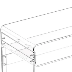 VEVOR Acrylic Table, 2 Tiers Clear Office Desk with Monitor Stand, Acrylic Study Computer Desk, Modern Side End Table Nightstand for Bedroom, Office, Study, Cloakroom, 19.7 x 31.5 x 34.7 in (Clear)