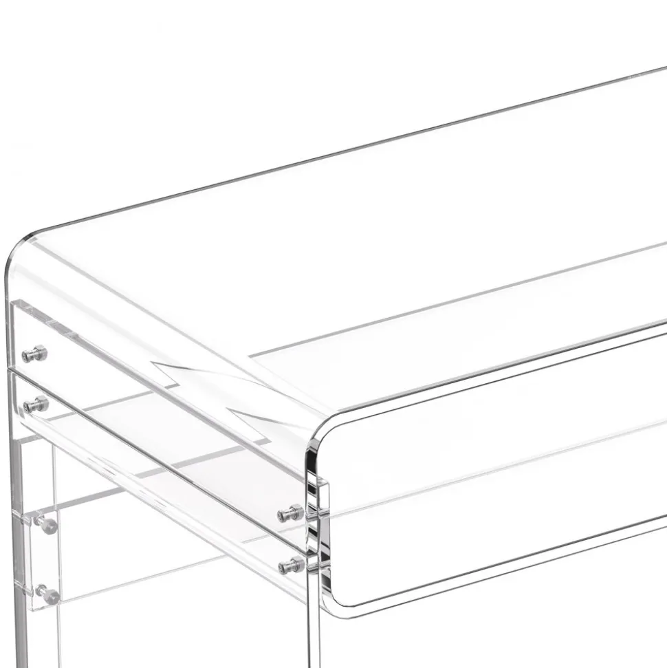 VEVOR Acrylic Table, 2 Tiers Clear Office Desk with Monitor Stand, Acrylic Study Computer Desk, Modern Side End Table Nightstand for Bedroom, Office, Study, Cloakroom, 19.7 x 31.5 x 34.7 in (Clear)