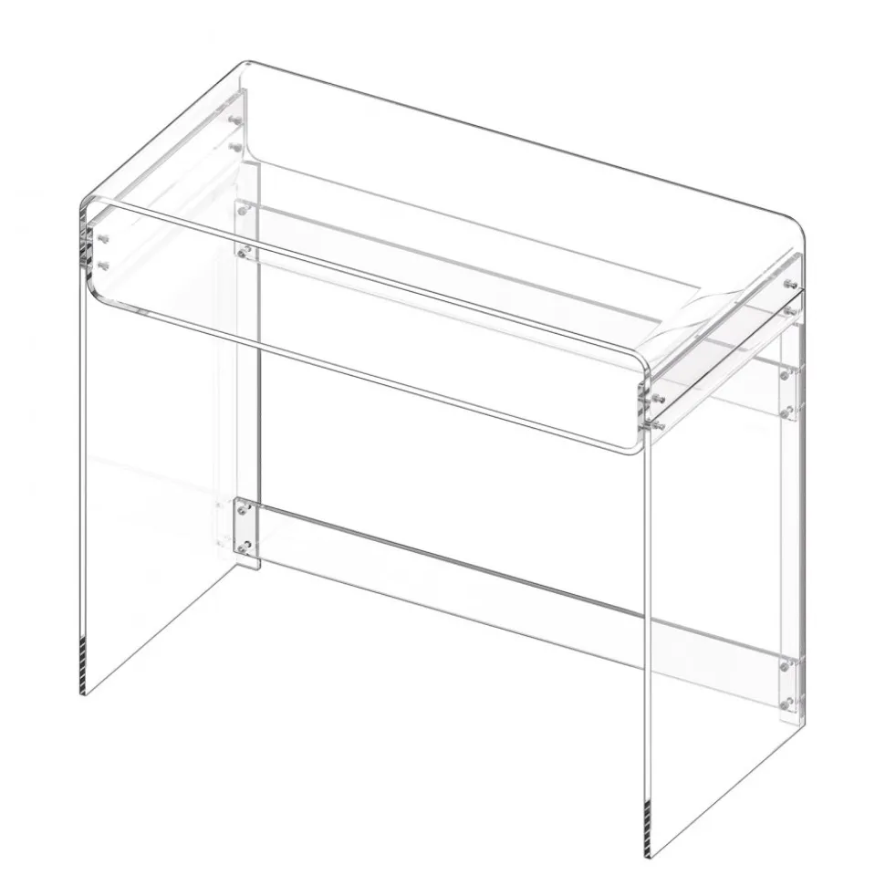 VEVOR Acrylic Table, 2 Tiers Clear Office Desk with Monitor Stand, Acrylic Study Computer Desk, Modern Side End Table Nightstand for Bedroom, Office, Study, Cloakroom, 19.7 x 31.5 x 34.7 in (Clear)