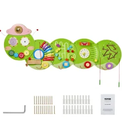 VEVOR Activity Wall Busy Board Panels, 12 Activities, Montessori Sensory Wall Panels Toy for Kids Ages 3-12, Interactive Learning Activity Center, Great for Toddler, Playroom, Nursery, Classroom