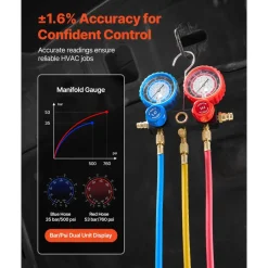 VEVOR AC Vacuum Pump and Gauge Set, 7 CFM 3/4 HP, Two Stage Rotary Vane HVAC Vacuum Pump, A/C Manifold Gauge Kit, for R134a R22 R410a, with Leak Detector Carry Bag Hose, for Auto HVAC Air Conditioning