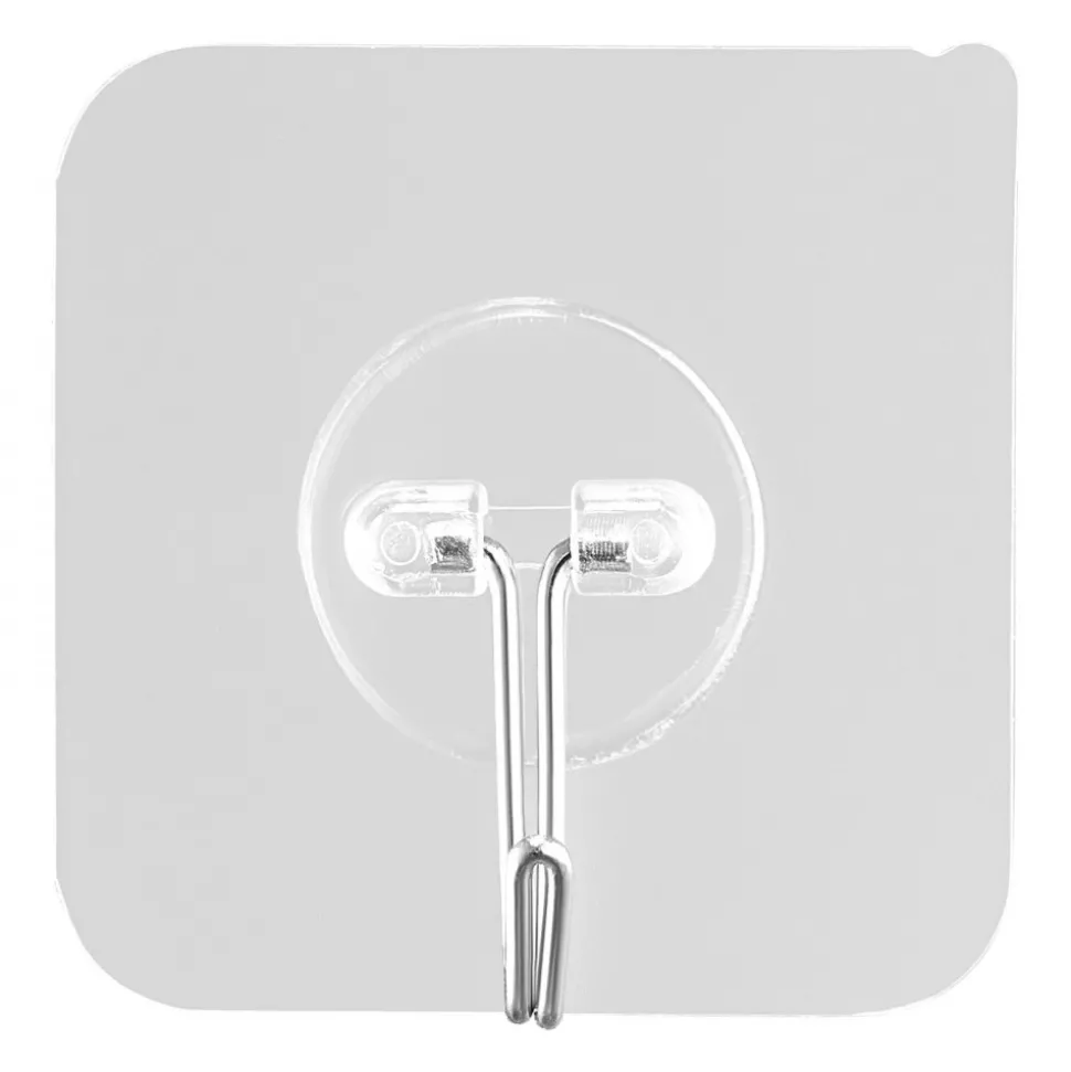 VEVOR Adhesive Hooks, 12 Pack Self-Adhesive Towel Coat Hooks, Heavy-Duty Wall Hook Hold 15 lbs (Max), Stainless Steel Sticky Hanger, for Bathroom, Kitchen, Hanging Towel, Coat & Keys (Transparent)