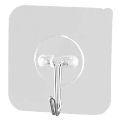 VEVOR Adhesive Hooks, 12 Pack Self-Adhesive Towel Coat Hooks, Heavy-Duty Wall Hook Hold 15 lbs (Max), Stainless Steel Sticky Hanger, for Bathroom, Kitchen, Hanging Towel, Coat & Keys (Transparent)