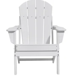VEVOR Adirondack Chair Plastic, Set of 2 All-Weather Portable Folding Fire Pit Chair, Outdoor Adirondack Patio Chair with Cup Holder, with Relaxing Arm Rest Ergonomic, for Garden, Backyard - White