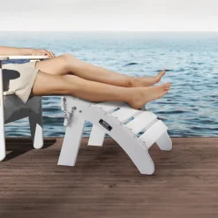 VEVOR Adirondack Ottoman, 17.7L x 19.7W x 13.8H Inch HDPE Plastic Folding Adirondack Ottoman, Weather-Resistant Foot Rest for Adirondack Chair, Widely Used for Outside Porch Pool Lawn Backyard, White