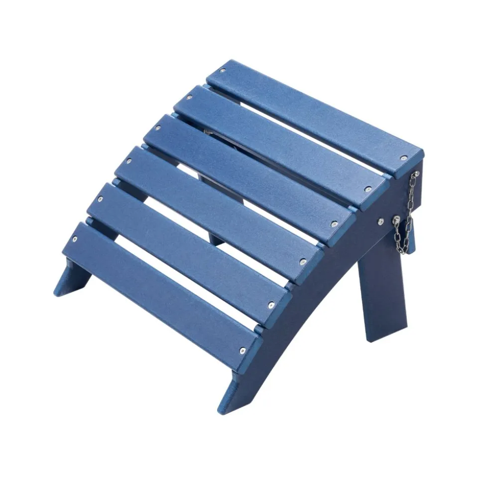 VEVOR Adirondack Ottoman, 15.7L x 18.9W x 13H Inch HDPE Plastic Folding Adirondack Ottoman, Weather-Resistant Foot Rest for Adirondack Chair, Widely Used for Outside Porch Pool Lawn Backyard, Blue