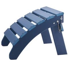 VEVOR Adirondack Ottoman Set of 2, 18.7L x 18.9W x 13.8H Inch HDPE Plastic Folding Adirondack Ottoman, Weather-Resistant Foot Rest for Adirondack Chair, Used for Outside Porch Pool Lawn Backyard, Blue