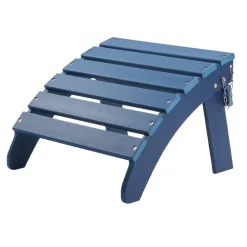 VEVOR Adirondack Ottoman Set of 2, 18.7L x 18.9W x 13.8H Inch HDPE Plastic Folding Adirondack Ottoman, Weather-Resistant Foot Rest for Adirondack Chair, Used for Outside Porch Pool Lawn Backyard, Blue