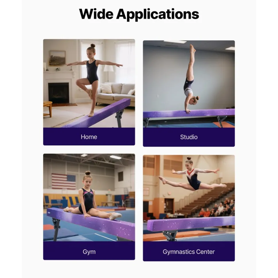 VEVOR Adjustable Balane Beam for Kids, 8FT Gymnastics Beam, High and Low Floor Beams of 5 Adjustable Heights for All Gymnastic Levels, Professional Gymnastic Equipment for Home and Gym Center, Galaxy