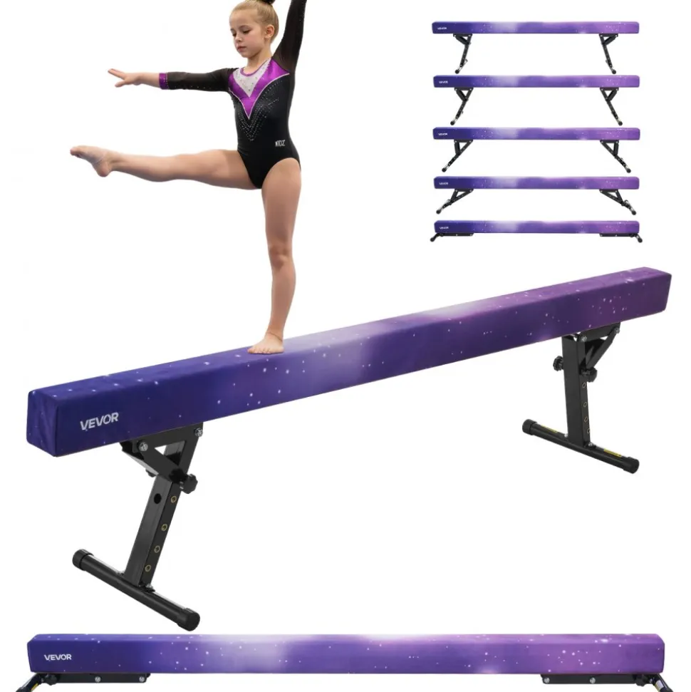 VEVOR Adjustable Balane Beam for Kids, 8FT Gymnastics Beam, High and Low Floor Beams of 5 Adjustable Heights for All Gymnastic Levels, Professional Gymnastic Equipment for Home and Gym Center, Galaxy