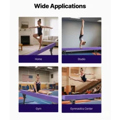 VEVOR Adjustable Balane Beam for Kids, 8FT Gymnastics Beam, High and Low Floor Beams of 5 Adjustable Heights for All Gymnastic Levels, Professional Gymnastic Equipment for Home and Gym Center, Purple