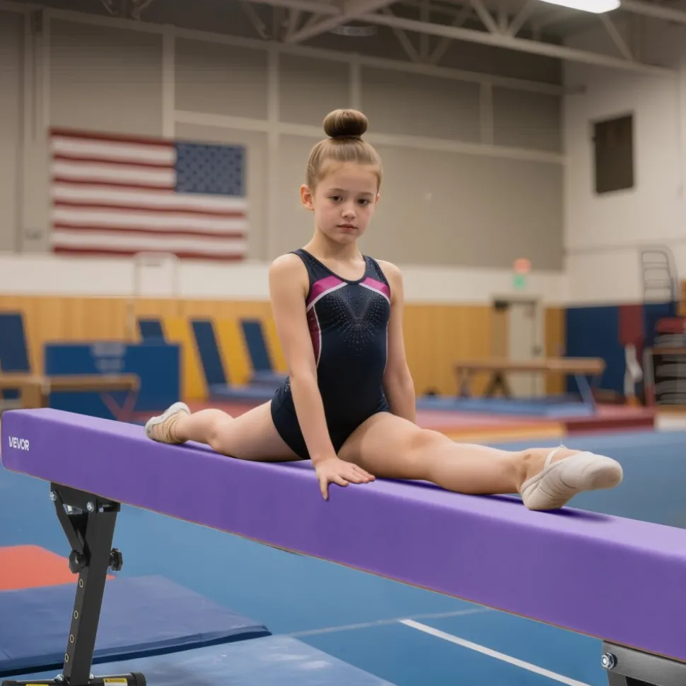 VEVOR Adjustable Balane Beam for Kids, 8FT Gymnastics Beam, High and Low Floor Beams of 5 Adjustable Heights for All Gymnastic Levels, Professional Gymnastic Equipment for Home and Gym Center, Purple