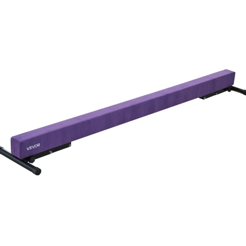 VEVOR Adjustable Balane Beam for Kids, 8FT Gymnastics Beam, High and Low Floor Beams of 5 Adjustable Heights for All Gymnastic Levels, Professional Gymnastic Equipment for Home and Gym Center, Purple