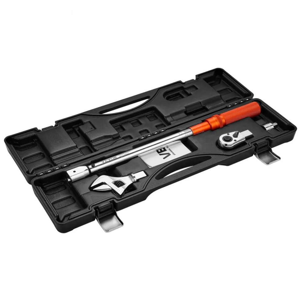VEVOR Adjustable Click Torque Wrench, 1/2 Inch Drive, 20-160 lbf-ft/27.1-216.8 N.m, Dual-direction and Dual Range Scales, 72-Tooth, ±2% Precision, with Adapter Interchangeable Jaw and Ratchet Head