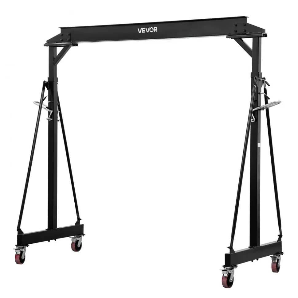 VEVOR Adjustable Gantry Crane, 5000 lbs Capacity, Portable Shop Lift Hoist with 100.4-147.6 in Height Adjustable, Manual Trolley, Locking Wheels, Steel Construction, for Factory Warehouse Auto Repair