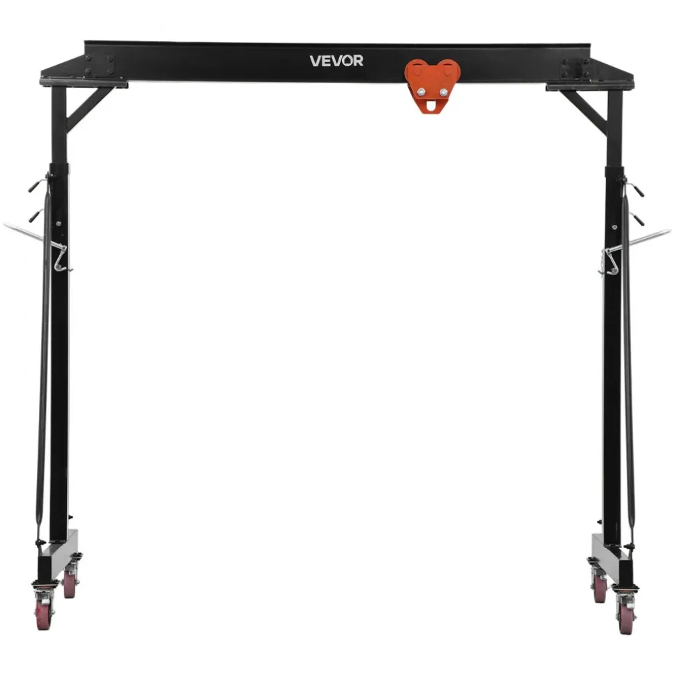VEVOR Adjustable Gantry Crane, 5000 lbs Capacity, Portable Shop Lift Hoist with 100.4-147.6 in Height Adjustable, Manual Trolley, Locking Wheels, Steel Construction, for Factory Warehouse Auto Repair