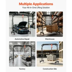 VEVOR Adjustable Gantry Crane, 5000 lbs Capacity, Portable Shop Lift Hoist with 100.4-147.6 in Height Adjustable, Manual Trolley, Locking Wheels, Steel Construction, for Factory Warehouse Auto Repair