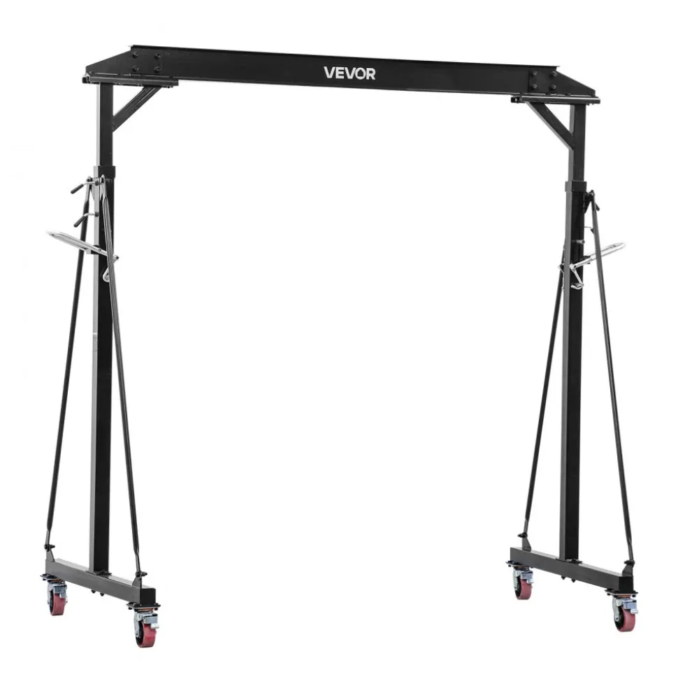 VEVOR Adjustable Gantry Crane, 2200 lbs Capacity, Portable Shop Lift Hoist with 95.7" to 142.9" Height Adjustable, Locking Wheels, Steel Construction, for Factory, Warehouse, Auto Repair, Frame Only