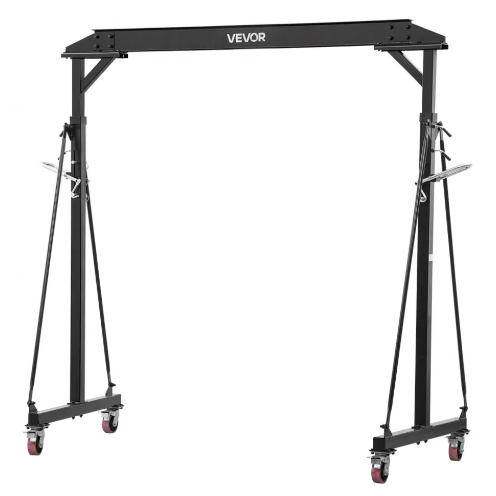 VEVOR Adjustable Gantry Crane, 2200 lbs Capacity, Portable Shop Lift Hoist with 95.7" to 142.9" Height Adjustable, Locking Wheels, Steel Construction, for Factory, Warehouse, Auto Repair, Frame Only
