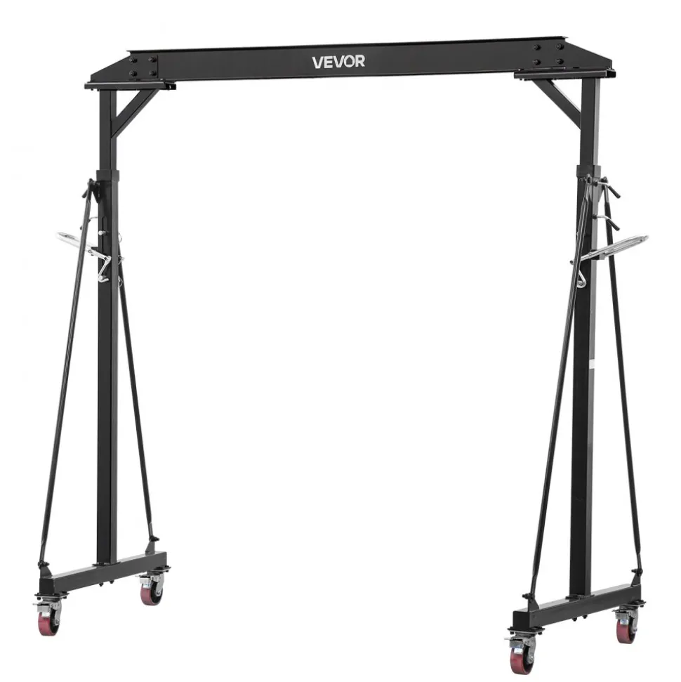 VEVOR Adjustable Gantry Crane, 2200 lbs Capacity, Portable Shop Lift Hoist with 95.7" to 142.9" Height Adjustable, Locking Wheels, Steel Construction, for Factory, Warehouse, Auto Repair, Frame Only