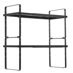 VEVOR Adjustable Kitchen Cabinet Shelf Organizer, Expandable 2 Tier Cabinet Shelf, Stackable Countertop Organizers and Storage Shelf Risers, Pantry Organizers for Kitchen Bathroom Office, Black