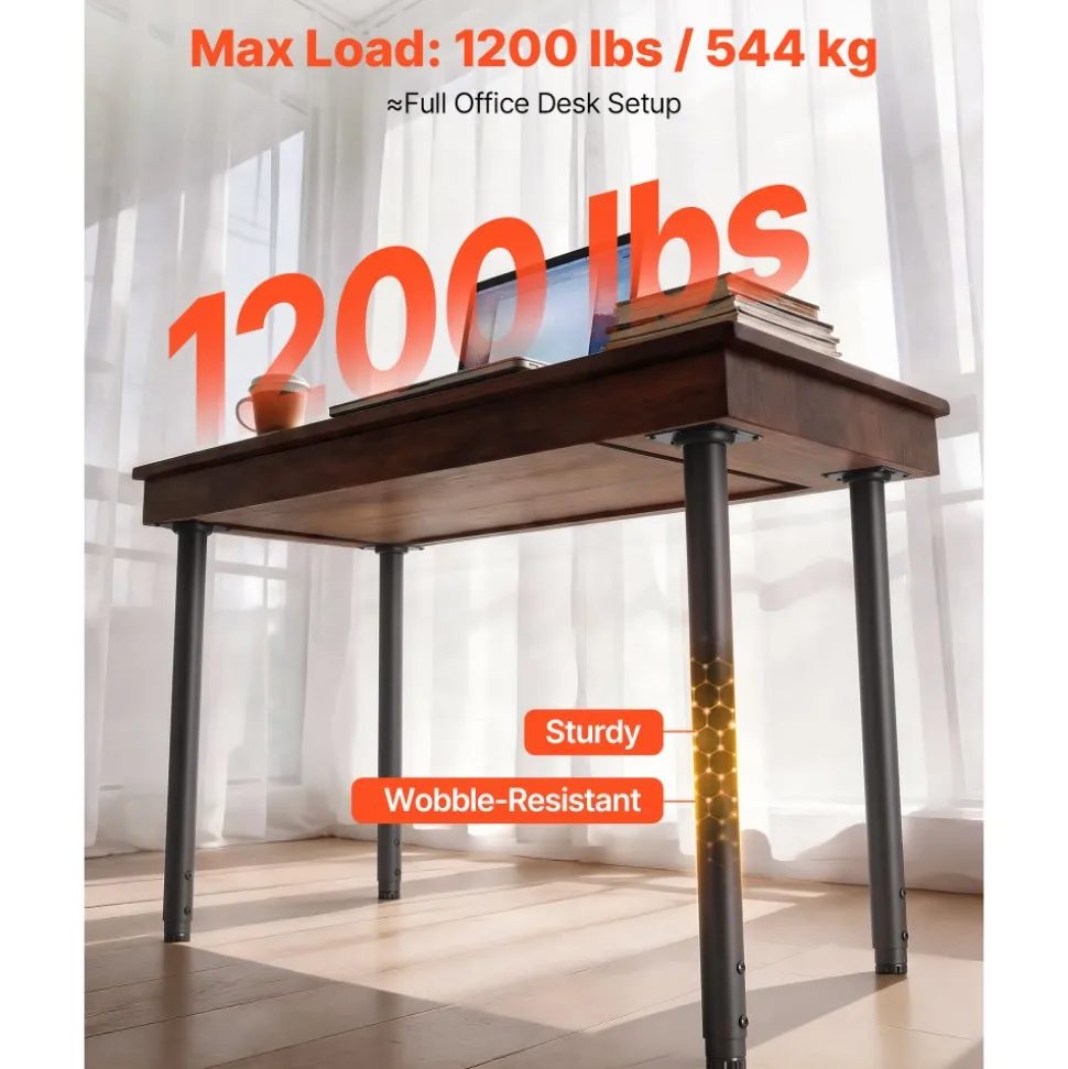 VEVOR Adjustable Table Legs, 24-40 in Round Steel Furniture Legs, 1200 lbs Max Load Heavy Duty, Quick Installation, Ideal for Home Office Desk DIY, Coffee Dinner Bar Tables, Workbenches, 4 PCS, Black